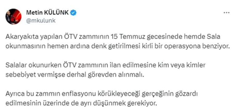 Akaryakıt ÖTV Zammına AKP’li İsimden Tepki