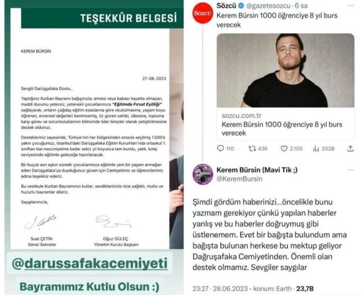 Kerem Bürsin’den “1000 Çocuğa 8 Yıl Eğitim Bursu” Hakkında Açıklama