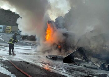 Sakarya’da seyir halindeyken alev alan tır yandı