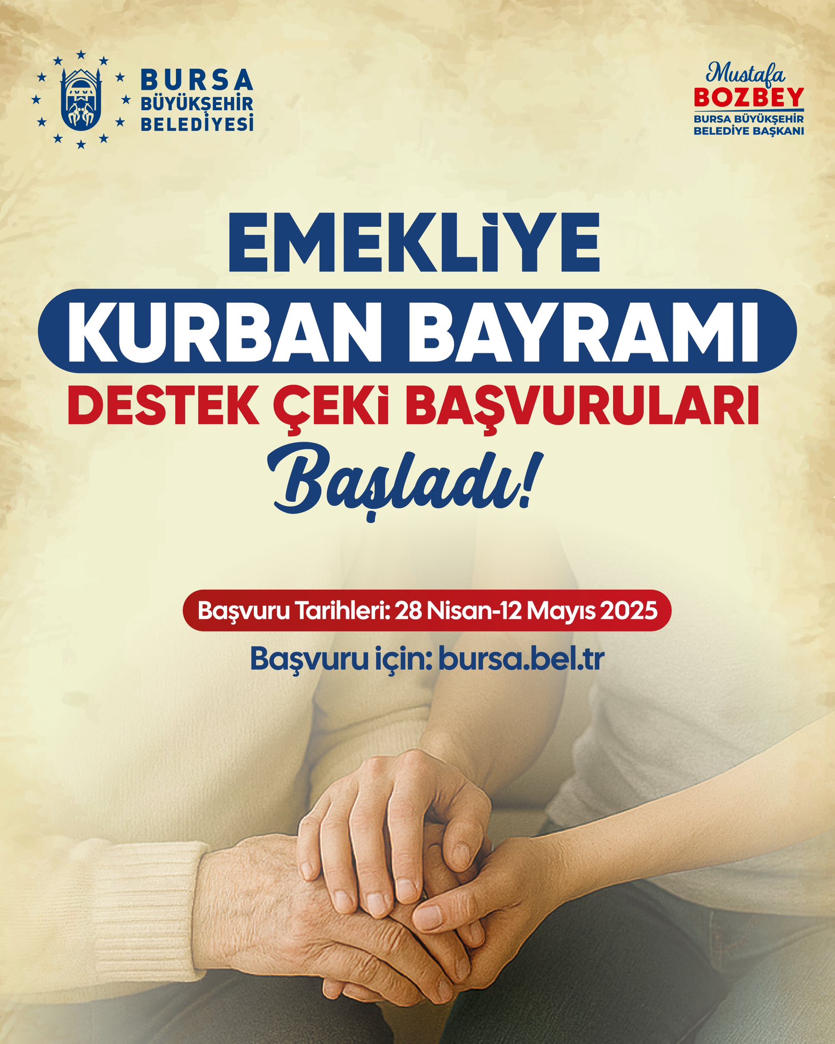 Büyükşehir’den Emeklilere ‘Kurban Bayramı Destek Çeki afişi