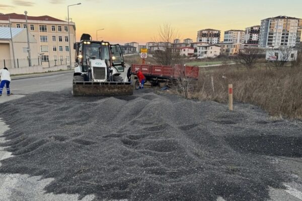 5 Ton Ayçiçeği Yüklü Traktör Römorku Devrildi