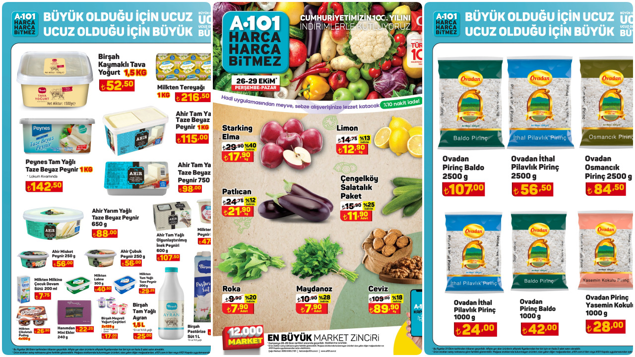 a101de manav reyonu ile pirinç ve peynirde dev İndirim İşte 28-29 ekim Çılgın hafta sonu fırsatları