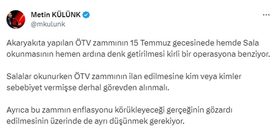 Akaryakıt ÖTV Zammına AKPli İsimden Tepki