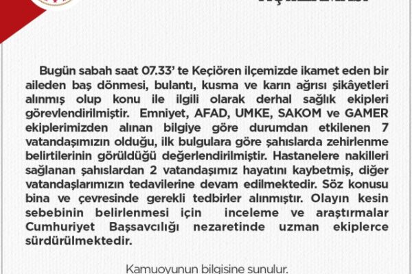 Ankara’da Böcek İlacından Zehirlenen 2 Kişi Hayatını Kaybetti