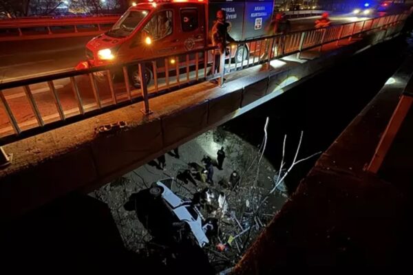 Bursa’da Bir Otomobil Köprüden Düştü