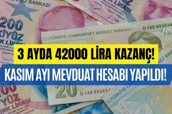 Kasım Ayı Mevduatı Ekim’i Çoktan Solladı! 400000 Lirasını Yatırana 42000 TL Mevduat Kazancı