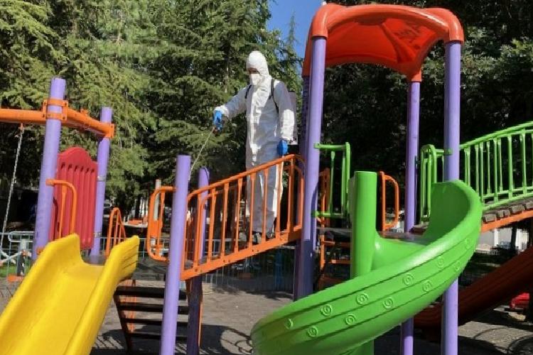 kayseri melikgazide parklara dezenfeksiyon