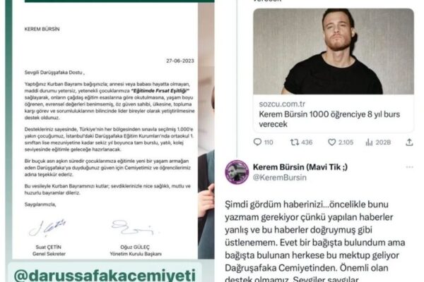 Kerem Bürsin’den “1000 Çocuğa 8 Yıl Eğitim Bursu” Hakkında Açıklama