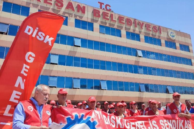 keşanda belediye personellerinden yarım günlük grev