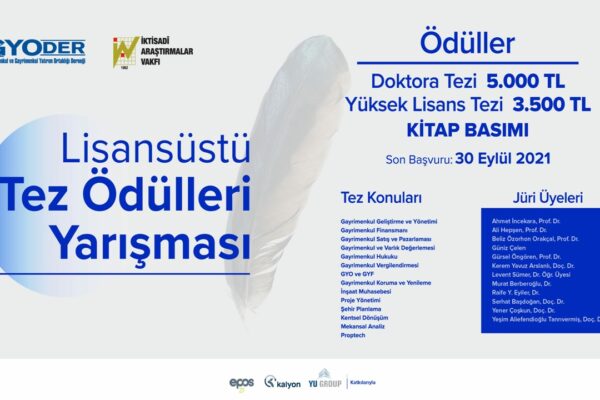 Lisansüstü Gayrimenkul Tez Ödülleri Yarışması’na Son Başvuru 31 Ocak