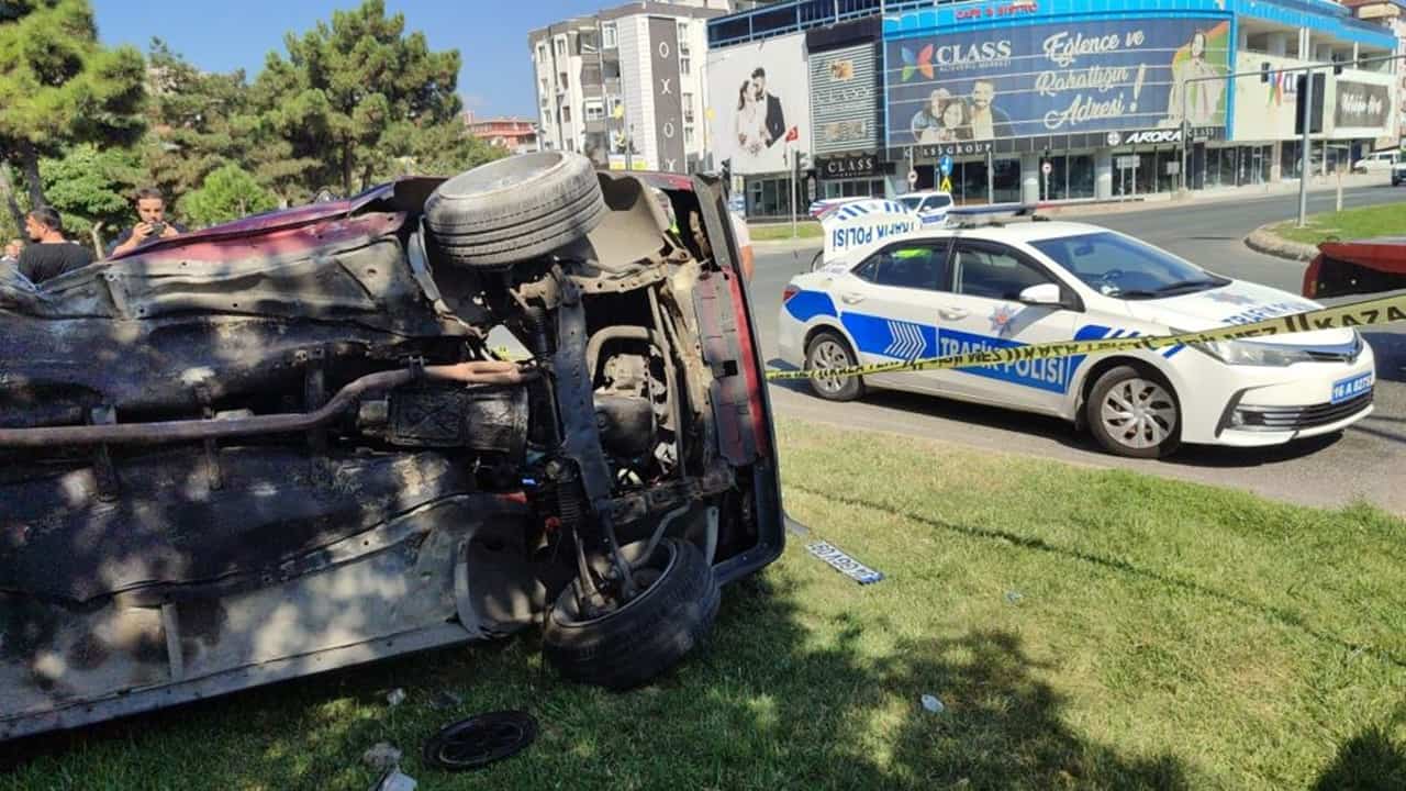 orhangazide ters dönen otomobil kazasında 1 yaralı