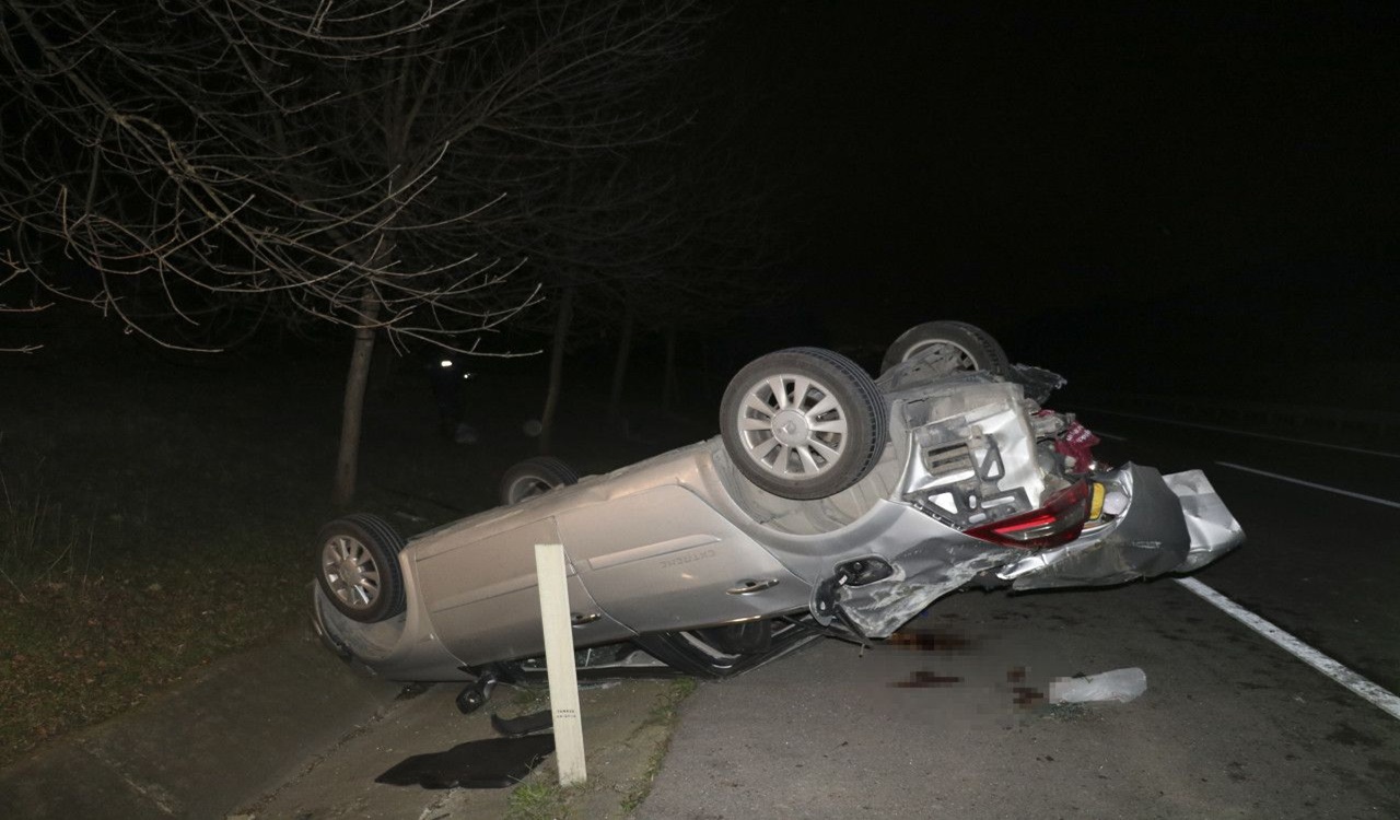 otomobil takla attı sürücü yaralandı