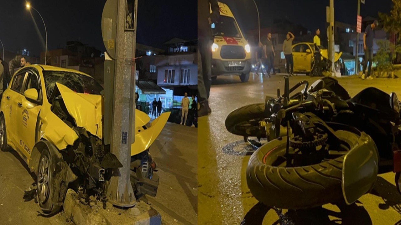 taksi İle motosiklet Çarpıştı 6 yaralı
