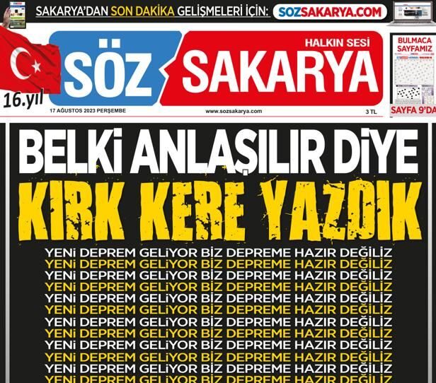 yerel gazeteden Çarpıcı mesaj