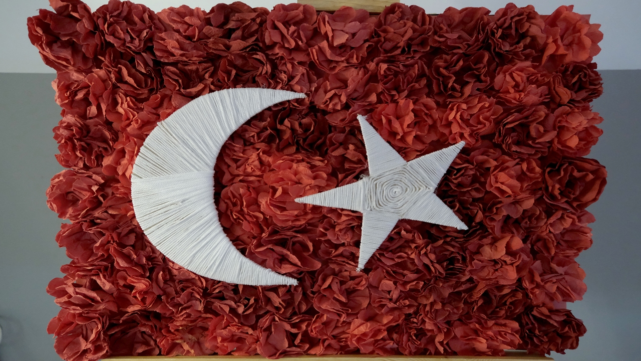 kırklarelinde down sendromlu öğrencilerden bayrak sergisi