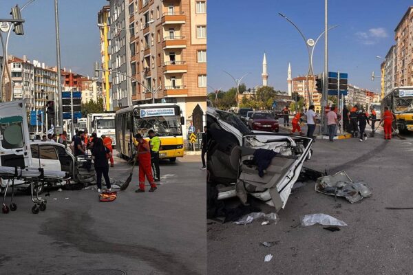 Özel Halk Otobüsü ile Hafif Ticari Araç Çarpıştı