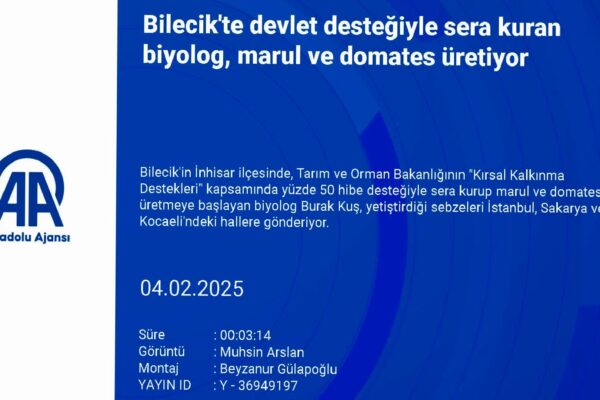 Bilecik’te devlet desteğiyle sera kuran biyolog, marul ve domates üretiyor haberi