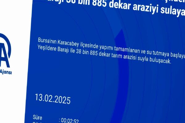 Bursa’da yapımı tamamlanan Yeşildere Barajı 38 bin 885 dekar araziyi sulayacak haberi