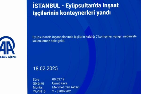 Eyüpsultan’da inşaat işçilerinin konteynerleri yandı haberi