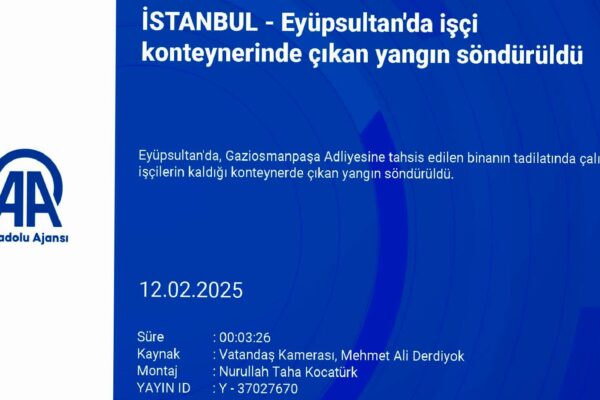 Eyüpsultan’da işçi konteynerinde çıkan yangın söndürüldü haberi