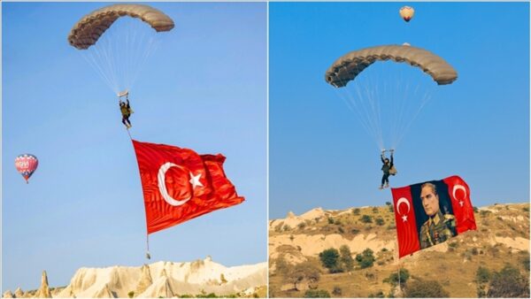 Kapadokya’da JÖAK Timinden Unutulmaz Paraşüt Gösterisi
