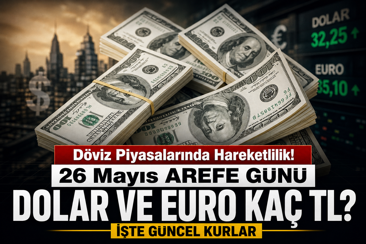 26 Mayıs Arife Günü Dolar Kaç TL Oldu, Euro Ne Kadar?
