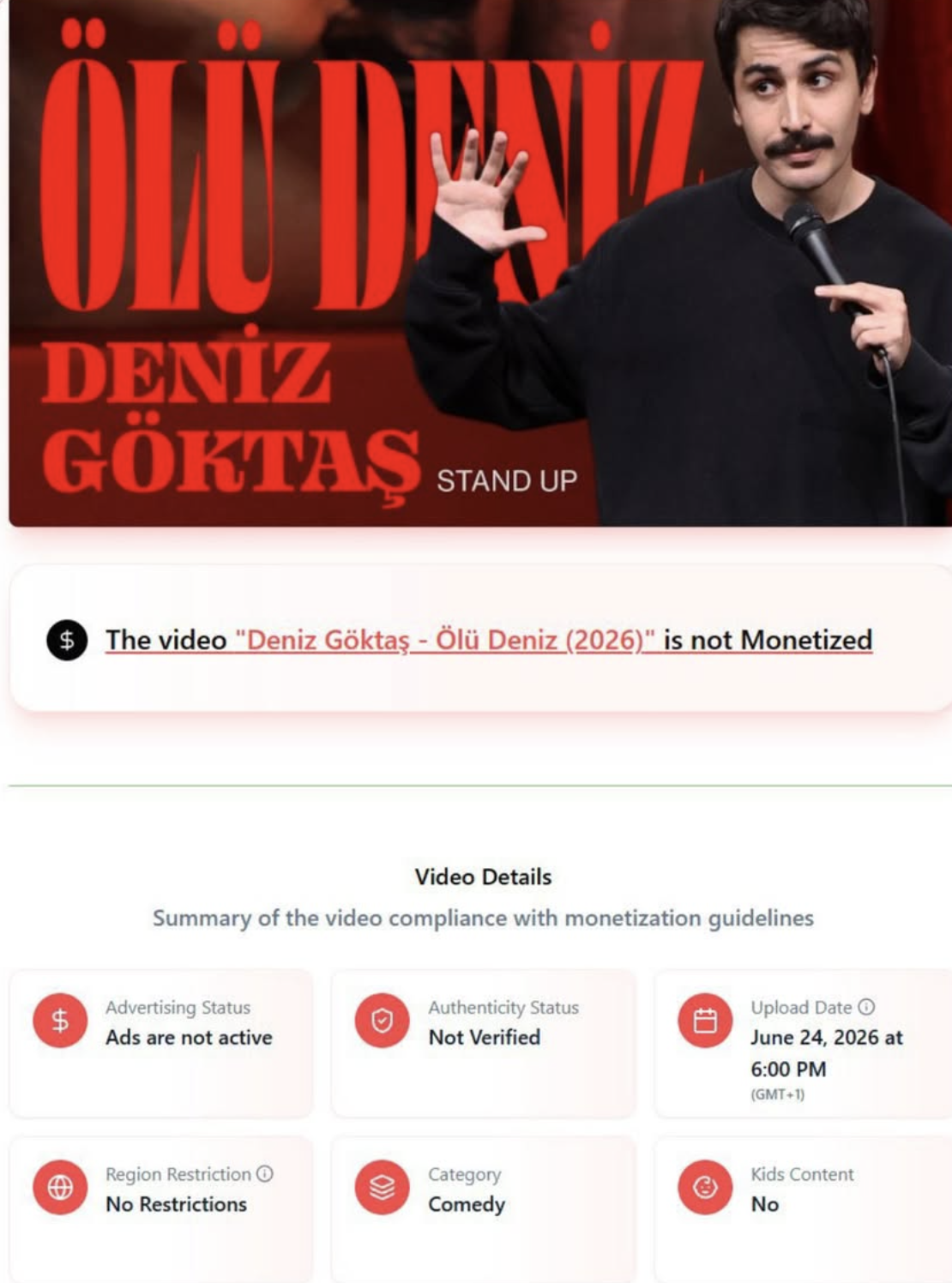 Deniz Göktaş, YouTube’a yüklediği “Ölü Deniz” gösterisinden para kazandı mı, ne kadar kazandı?