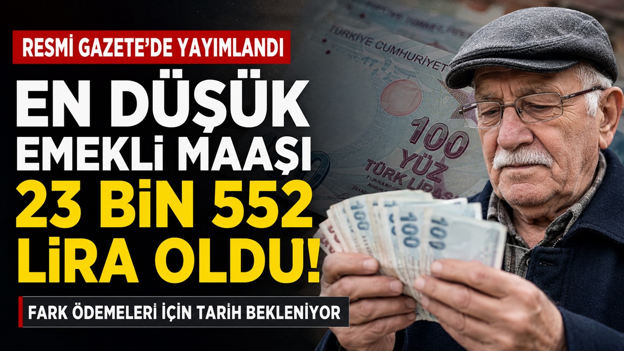 Resmi Gazete’de yayımlandı: En düşük emekli maaşı 23 bin 552 TL oldu